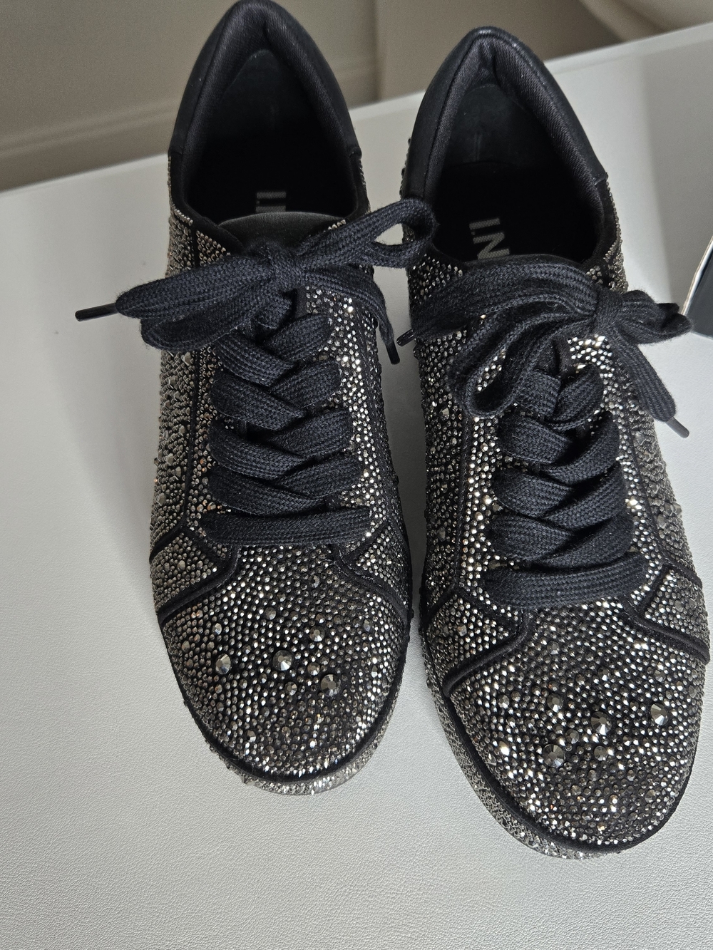 NWT INC Embellished Black Women's Lace-Up Sneakers WOMENS SIZE 8